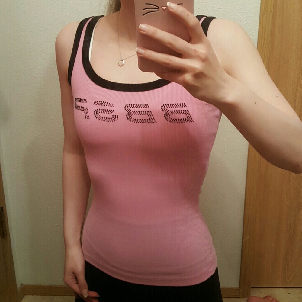 BeBe sport tank top super cute pink black